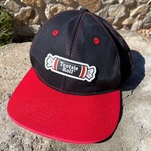 Tootsie Roll Hat Snap Back Brisco Brands 2023 Black/Red Brim Owl How Many Licks